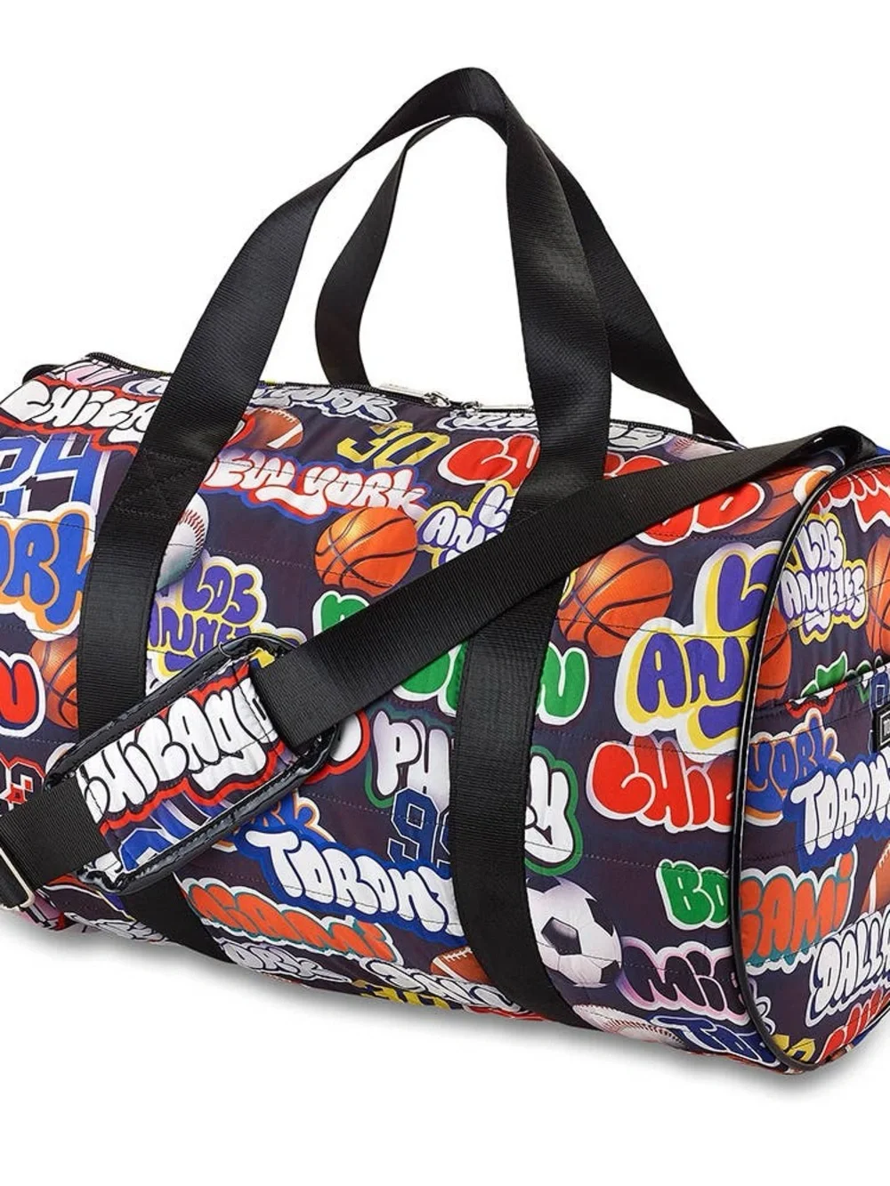 Graphic Sports Print Duffel Bag - Black Multi
